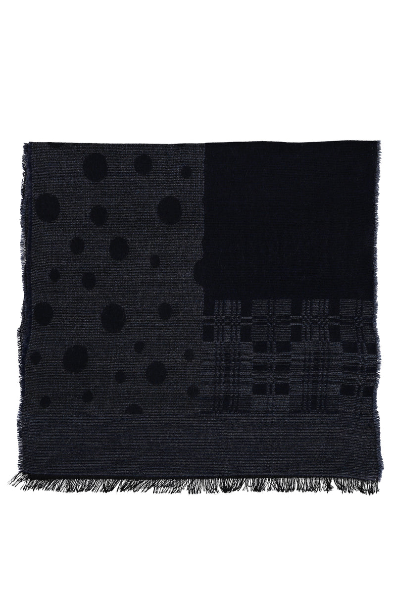 Koyu Mavi  Desenli Atkı