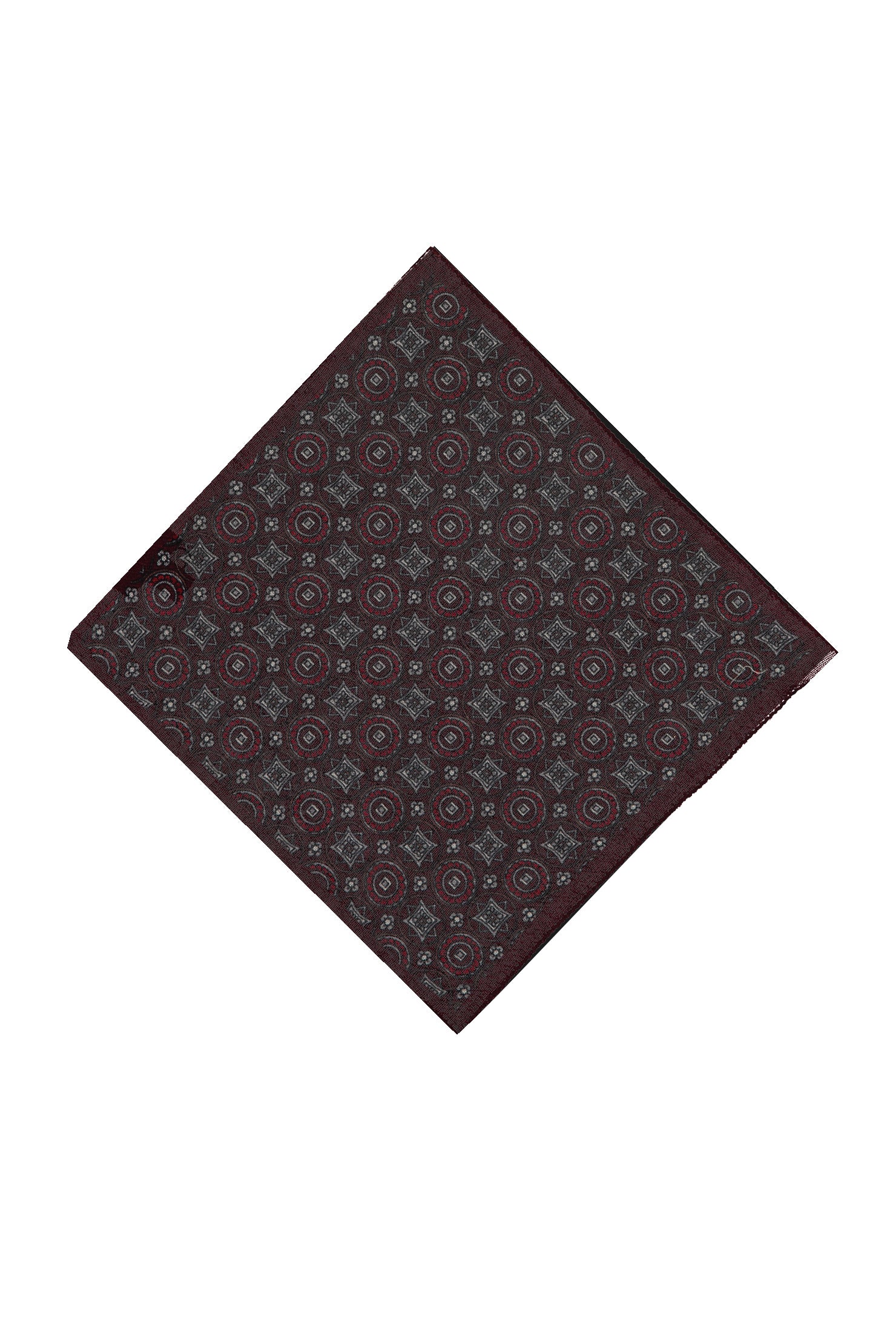 Koyu Bordo İtalyan Desenli Yün Mendil