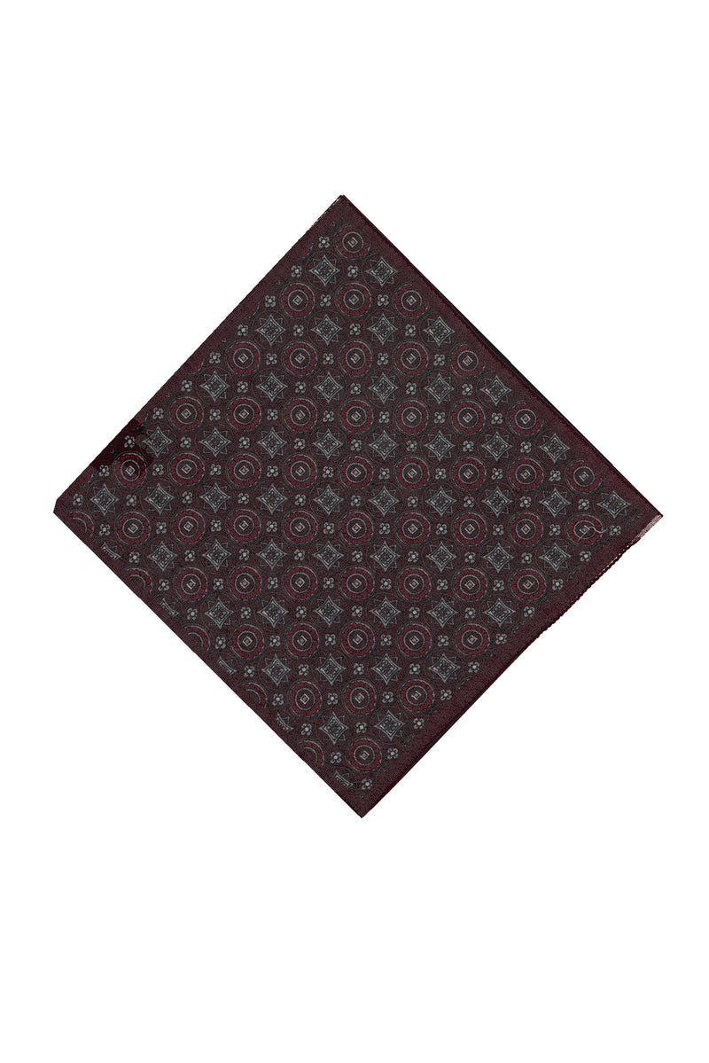 Koyu Bordo İtalyan Desenli Yün Mendil