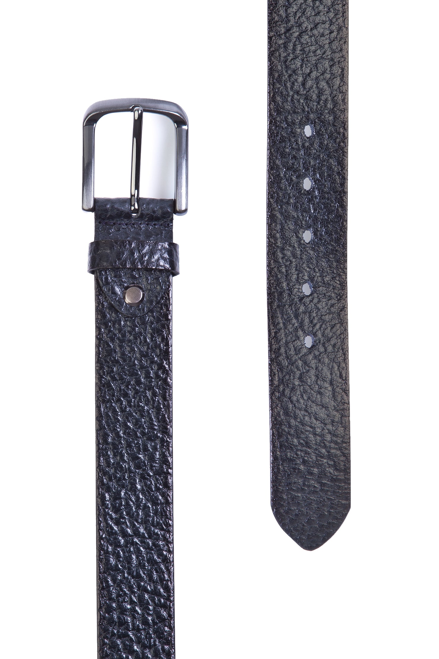 Koyu Lacivert Desenli Spor Deri Kemer