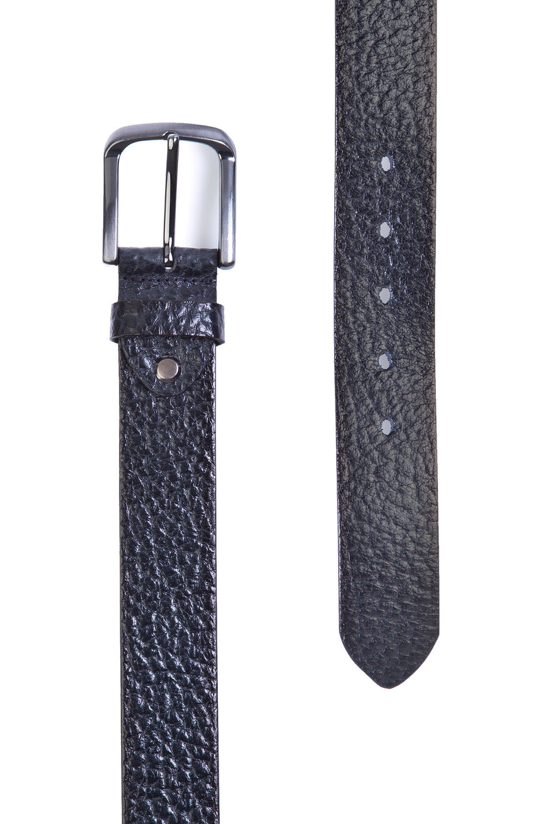 Koyu Lacivert Desenli Spor Deri Kemer