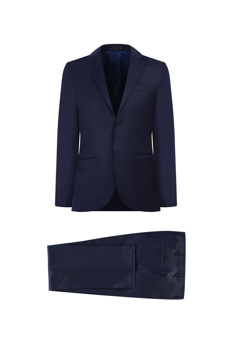 Aç?k Lacivert 7 Drop Slim Fit Dar Kesim Yün Tak?m Elbise-Abdullah Ki??l?