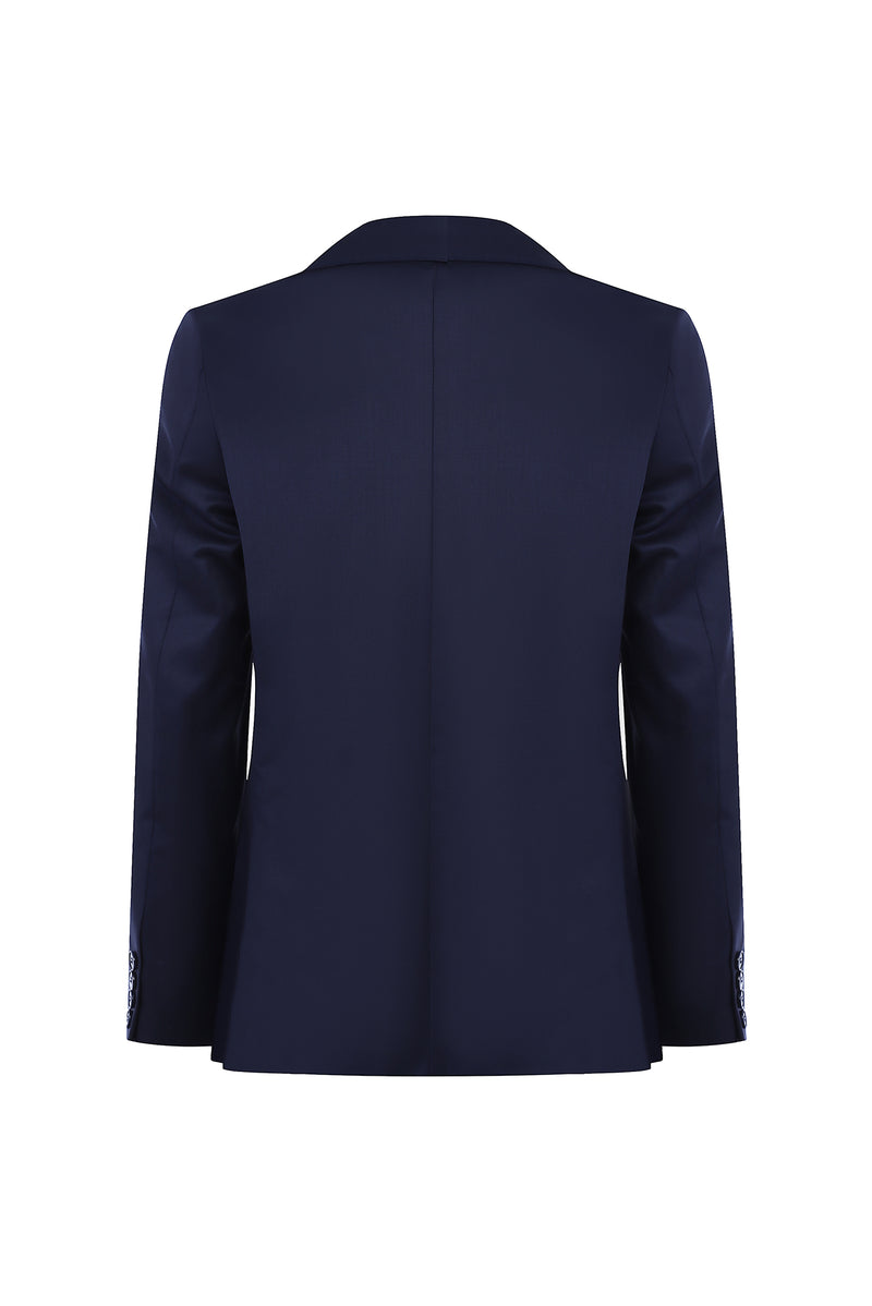 Açık Lacivert Slim Fit Dar Kesim Klasik Yün Takım Elbise