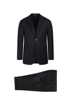 Siyah Slim Fit Dar Kesim Klasik Yün Takım Elbise