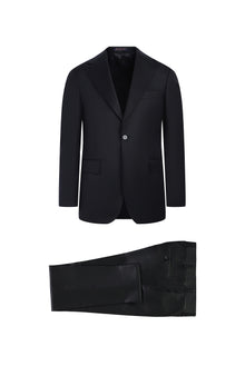 Siyah Slim Fit Dar Kesim Klasik Yün Takım Elbise