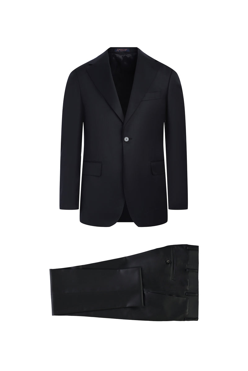 Siyah Slim Fit Dar Kesim Klasik Yün Takım Elbise