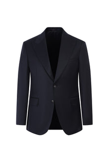 Siyah Slim Fit Dar Kesim Sivri Yaka Klasik Yün Takım Elbise