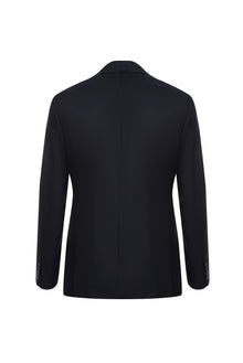 Siyah Slim Fit Dar Kesim Sivri Yaka Klasik Yün Takım Elbise