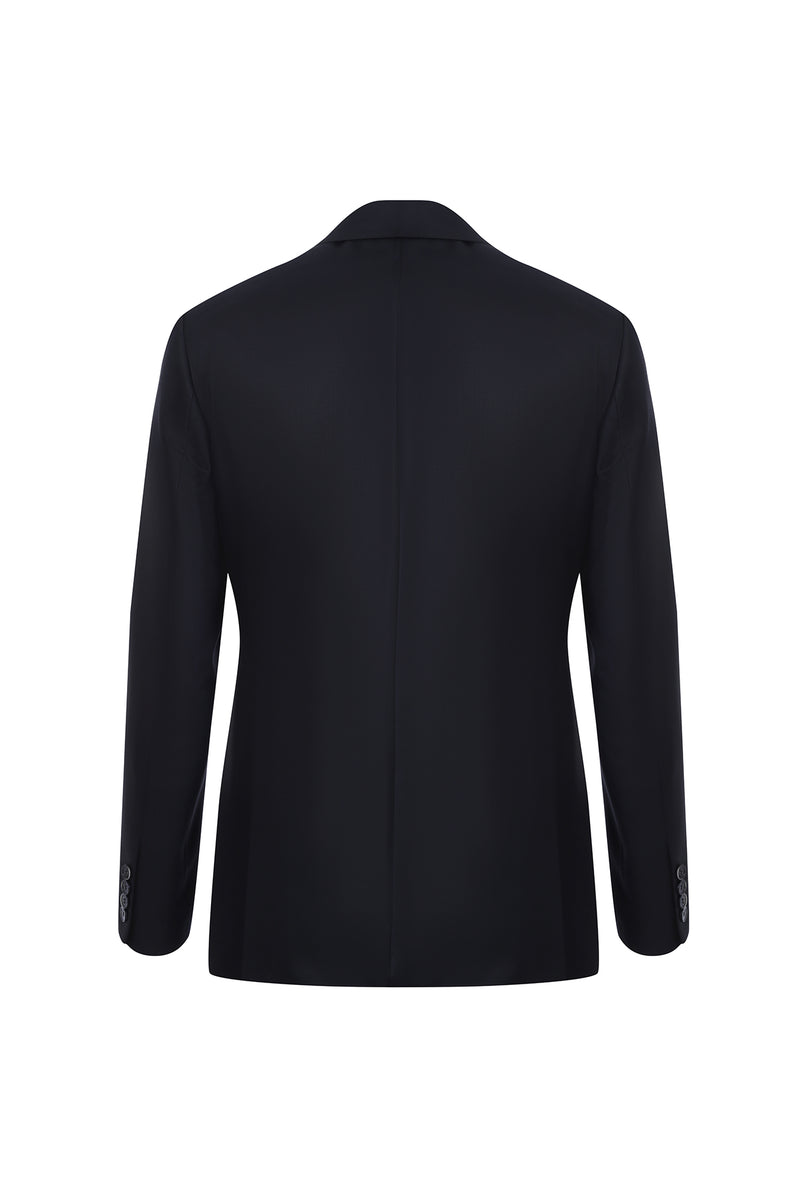 Siyah Slim Fit Dar Kesim Sivri Yaka Klasik Yün Takım Elbise