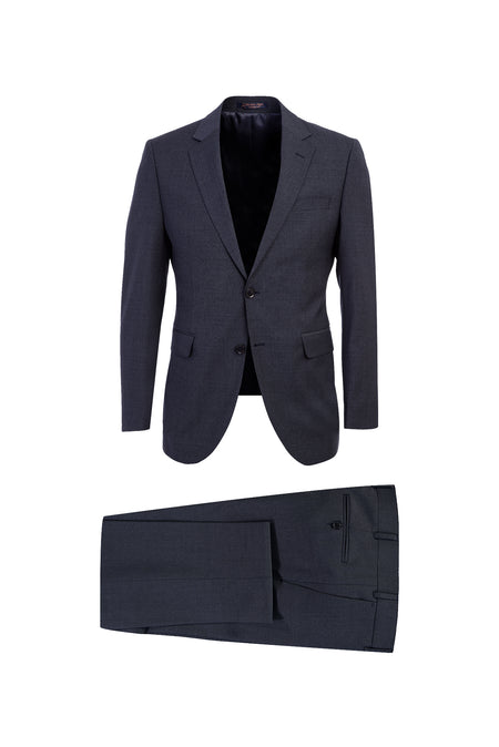 Koyu Füme Slim Fit Dar Kesim Yünlü Takım Elbise