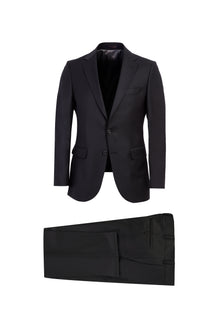 Siyah 7 Drop Slim Fit Dar Kesim Yünlü Tak?m Elbise-Abdullah Ki??l?