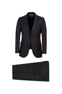 Siyah Slim Fit Dar Kesim Yünlü Takım Elbise