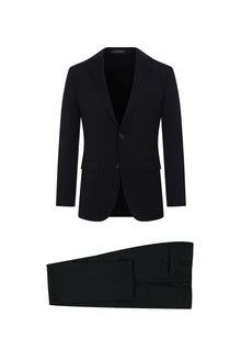 Siyah 7 Drop Slim Fit Dar Kesim Yünlü Tak?m Elbise-Abdullah Ki??l?