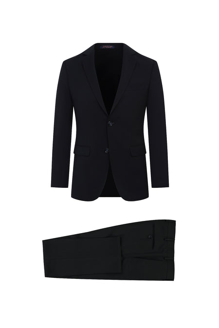 Siyah 7 Drop Slim Fit Dar Kesim Yünlü Tak?m Elbise-Abdullah Ki??l?