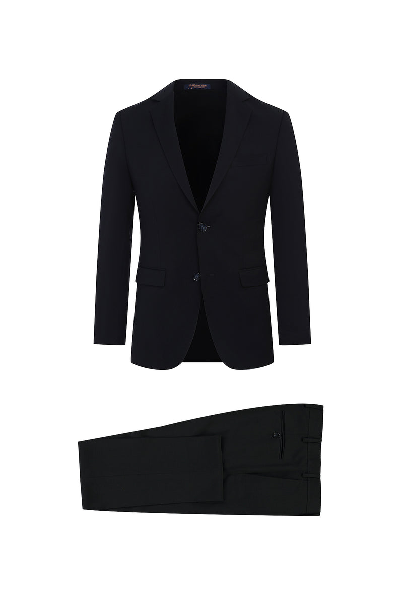 Siyah 7 Drop Slim Fit Dar Kesim Yünlü Tak?m Elbise-Abdullah Ki??l?