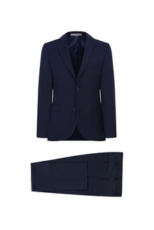 Orta Lacivert 7 Drop Slim Fit Dar Kesim Yün Tak?m Elbise-Abdullah Ki??l?