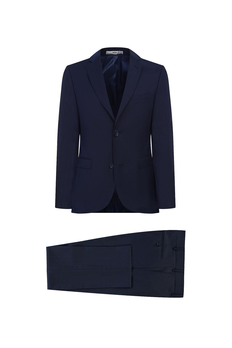 Orta Lacivert 7 Drop Slim Fit Dar Kesim Yün Tak?m Elbise-Abdullah Ki??l?