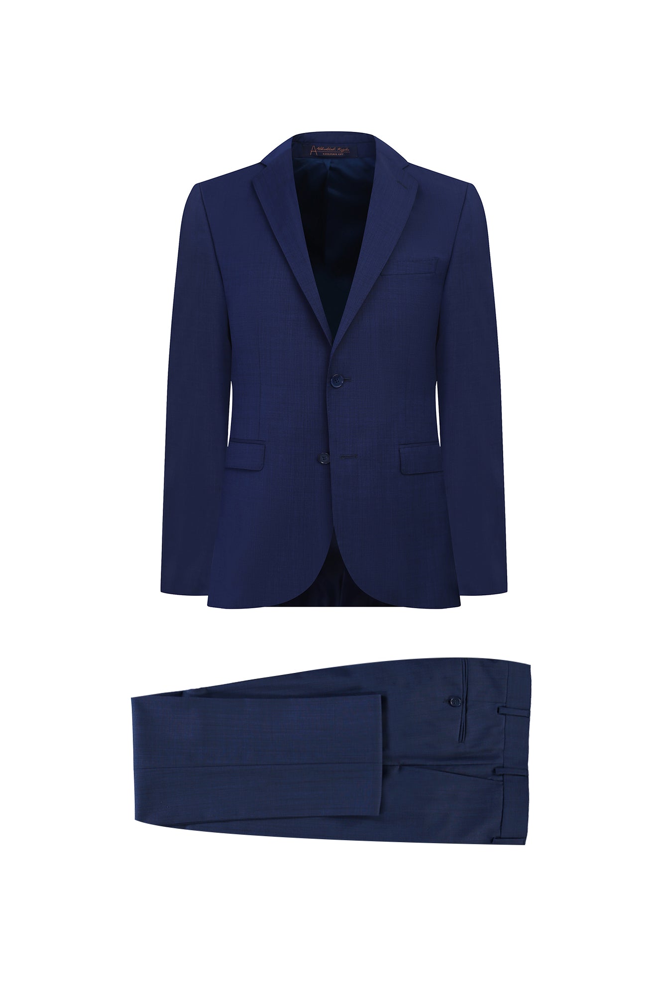 Koyu Mavi  Slim Fit Dar Kesim Yün Takım Elbise