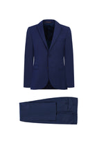 Koyu Mavi  Slim Fit Dar Kesim Yün Takım Elbise