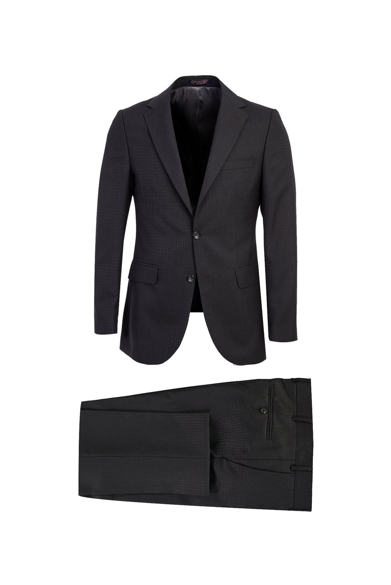 Koyu Antrasit Slim Fit Dar Kesim Yünlü Takım Elbise