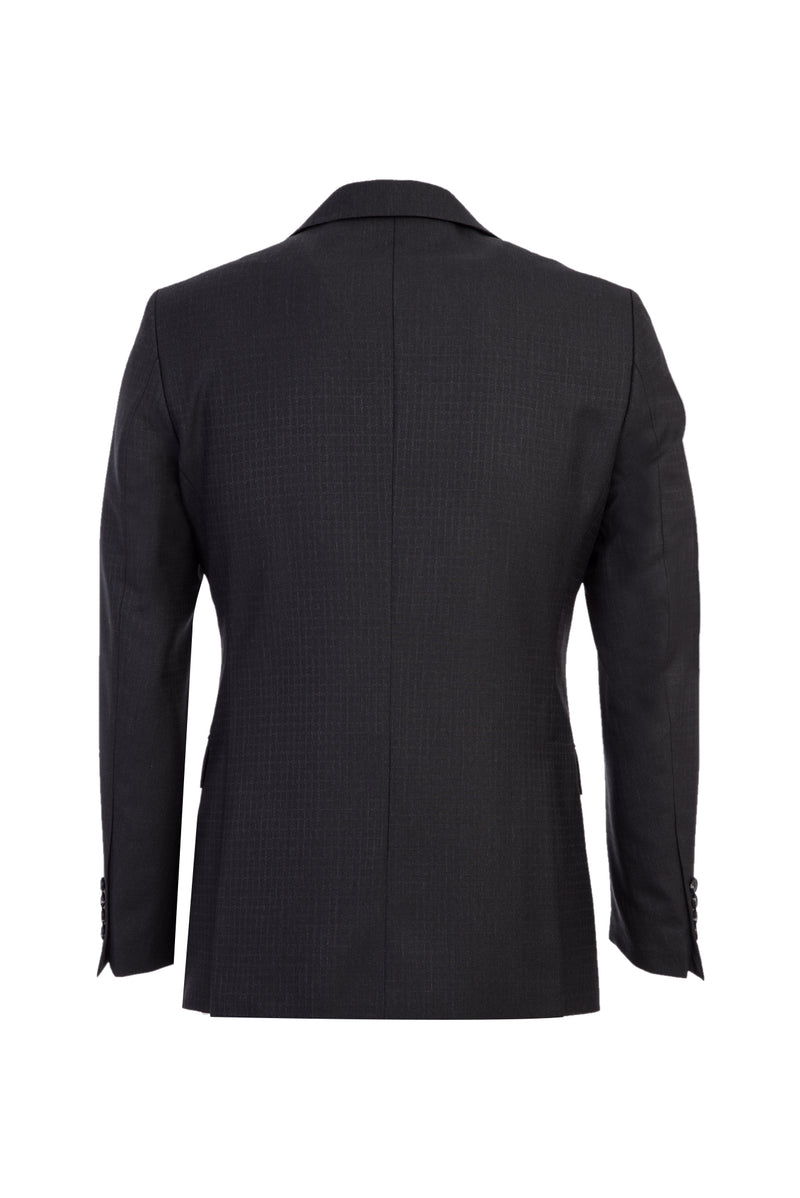 Koyu Antrasit Slim Fit Dar Kesim Yünlü Takım Elbise