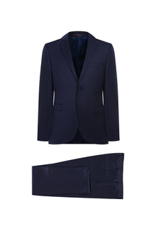 Açık Lacivert Slim Fit Dar Kesim Yünlü Takım Elbise