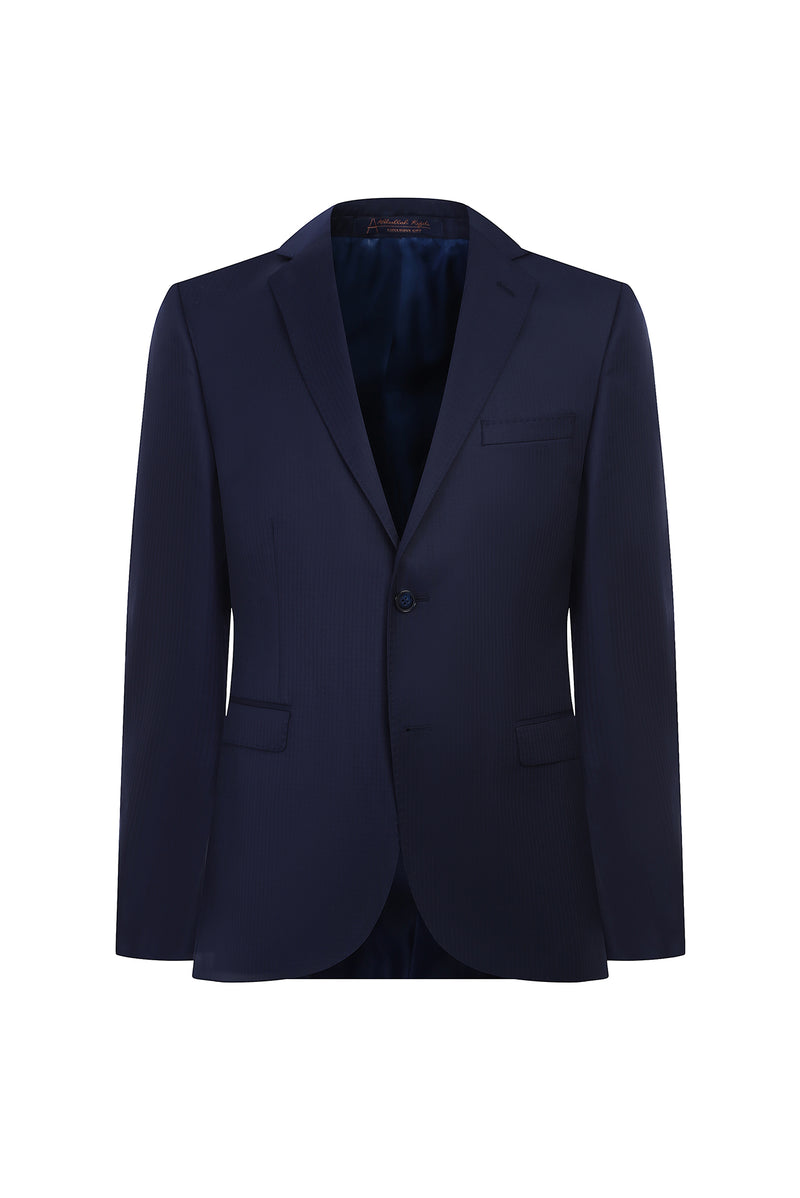 Açık Lacivert Slim Fit Dar Kesim Yünlü Takım Elbise