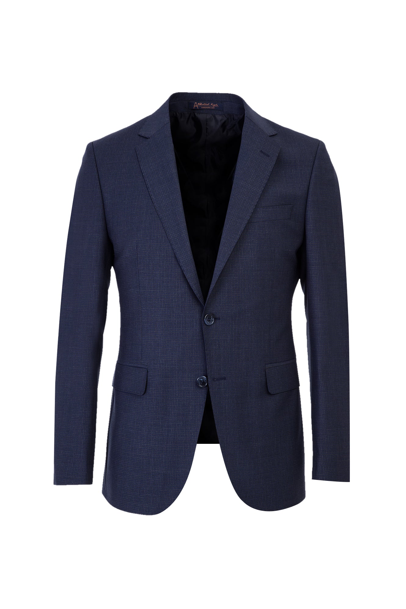 Orta Lacivert Slim Fit Dar Kesim Yünlü Klasik Kuşgözü Takım Elbise