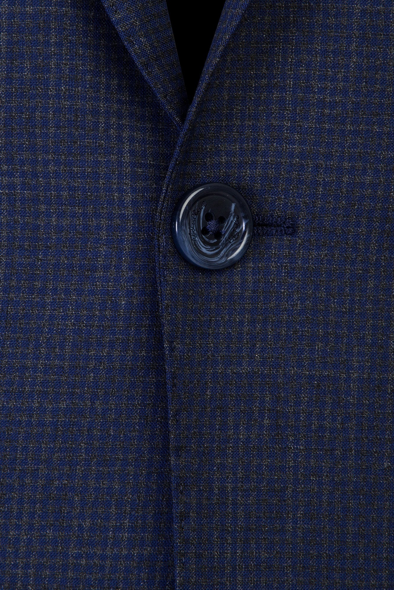 Orta Lacivert Slim Fit Dar Kesim Yünlü Klasik Kuşgözü Takım Elbise