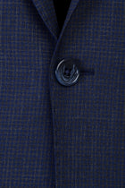 Orta Lacivert Slim Fit Dar Kesim Yünlü Klasik Kuşgözü Takım Elbise
