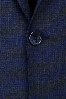 Orta Lacivert Slim Fit Dar Kesim Yünlü Klasik Kuşgözü Takım Elbise