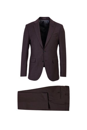 ?arap Bordo 7 Drop Slim Fit Dar Kesim Yünlü Ku?gözü Tak?m Elbise