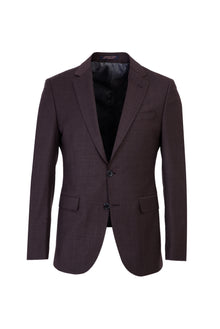 Şarap Bordo Slim Fit Dar Kesim Yünlü Kuşgözü Takım Elbise
