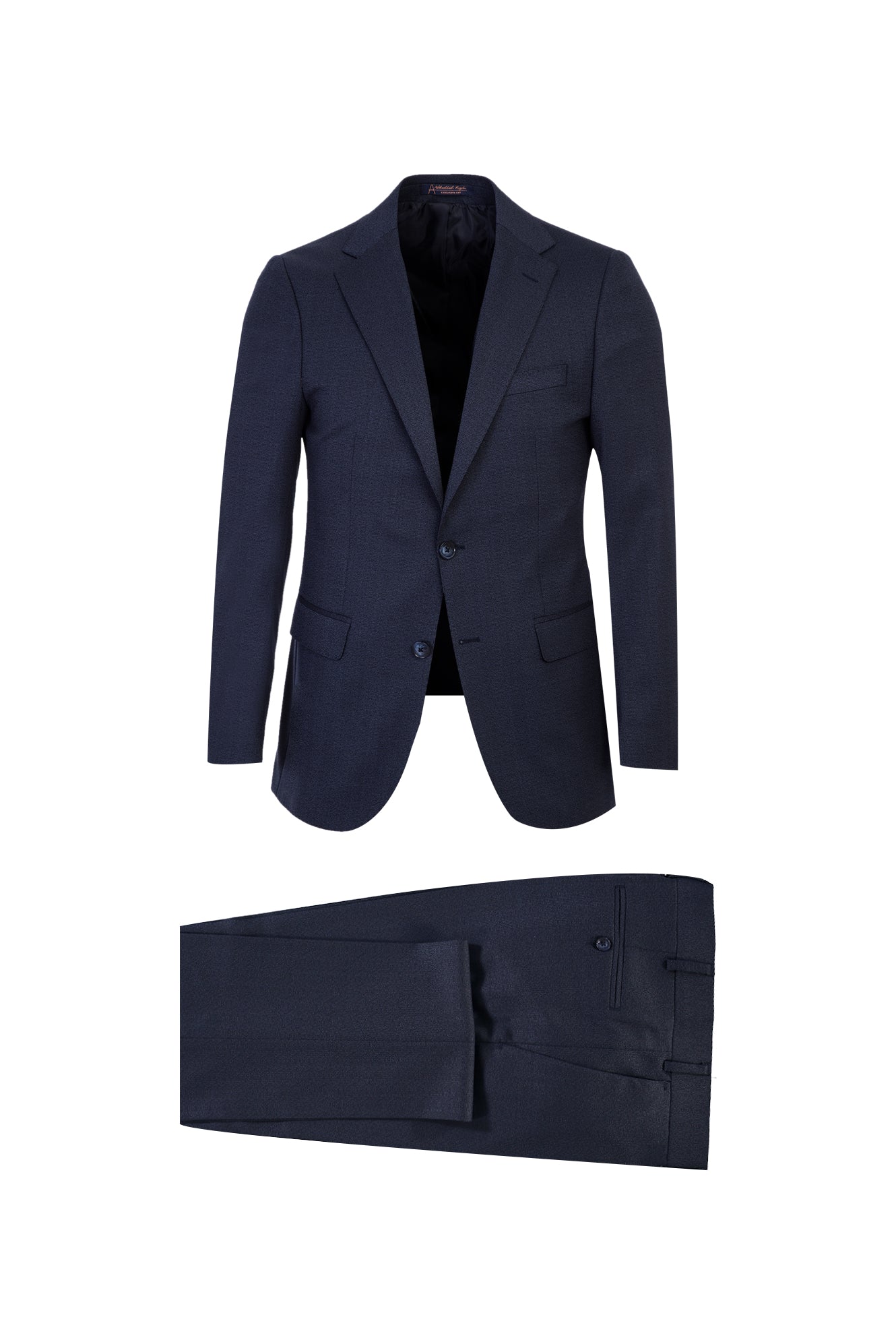 Koyu Lacivert Slim Fit Dar Kesim Yünlü Kuşgözü Takım Elbise