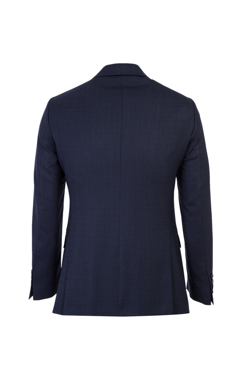 Koyu Lacivert Slim Fit Dar Kesim Yünlü Kuşgözü Takım Elbise