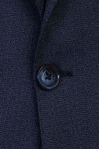 Koyu Lacivert Slim Fit Dar Kesim Yünlü Klasik Kuşgözü Takım Elbise
