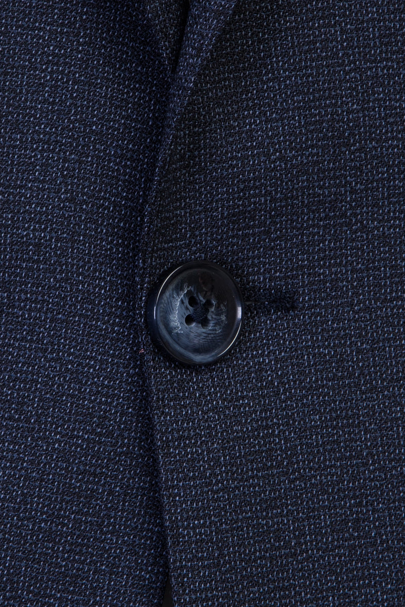 Koyu Lacivert Slim Fit Dar Kesim Yünlü Kuşgözü Takım Elbise