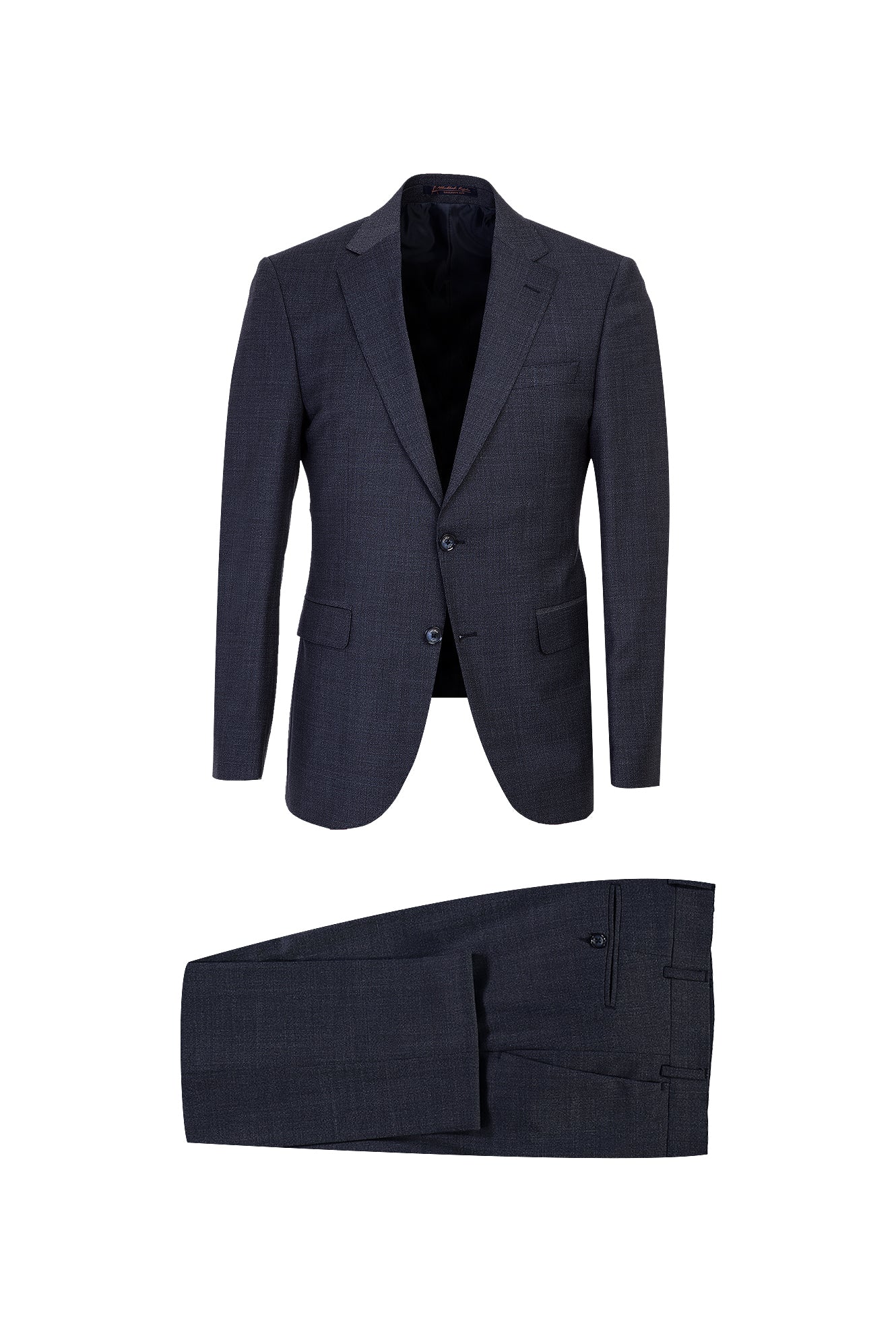 Koyu Lacivert Slim Fit Dar Kesim Yünlü Kuşgözü Takım Elbise