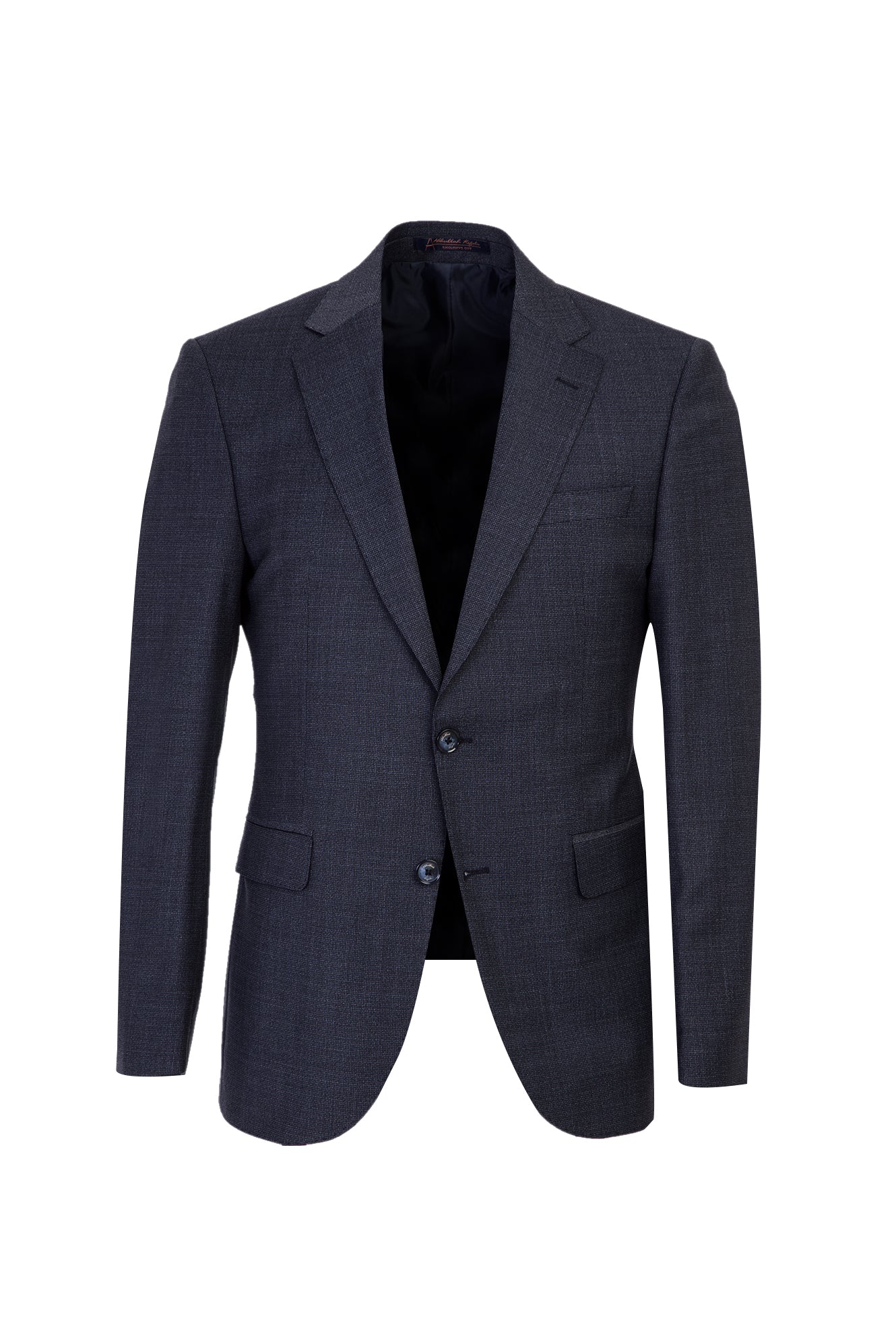 Koyu Lacivert Slim Fit Dar Kesim Yünlü Kuşgözü Takım Elbise