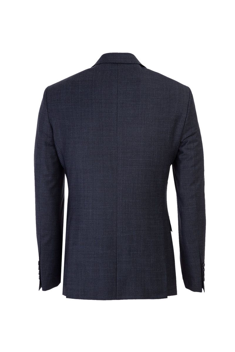 Koyu Lacivert Slim Fit Dar Kesim Yünlü Kuşgözü Takım Elbise