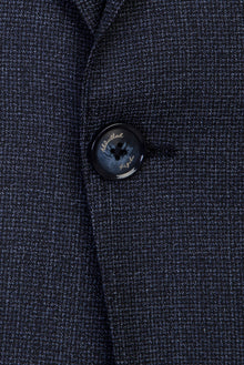 Koyu Lacivert Slim Fit Dar Kesim Yünlü Kuşgözü Takım Elbise