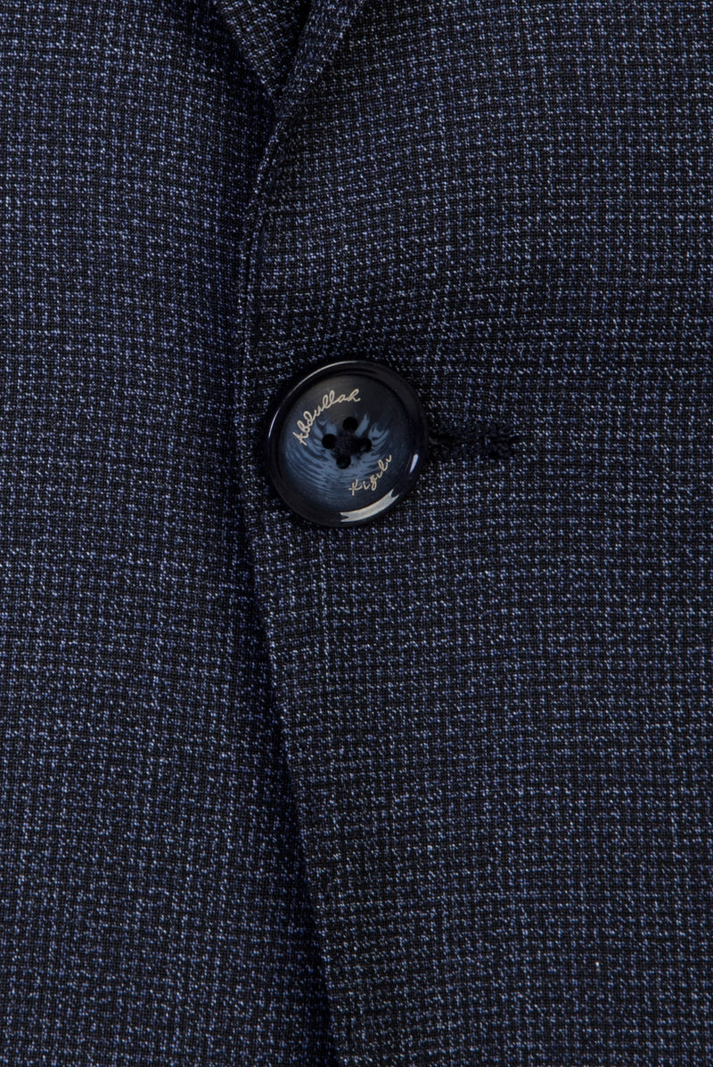 Koyu Lacivert Slim Fit Dar Kesim Yünlü Kuşgözü Takım Elbise