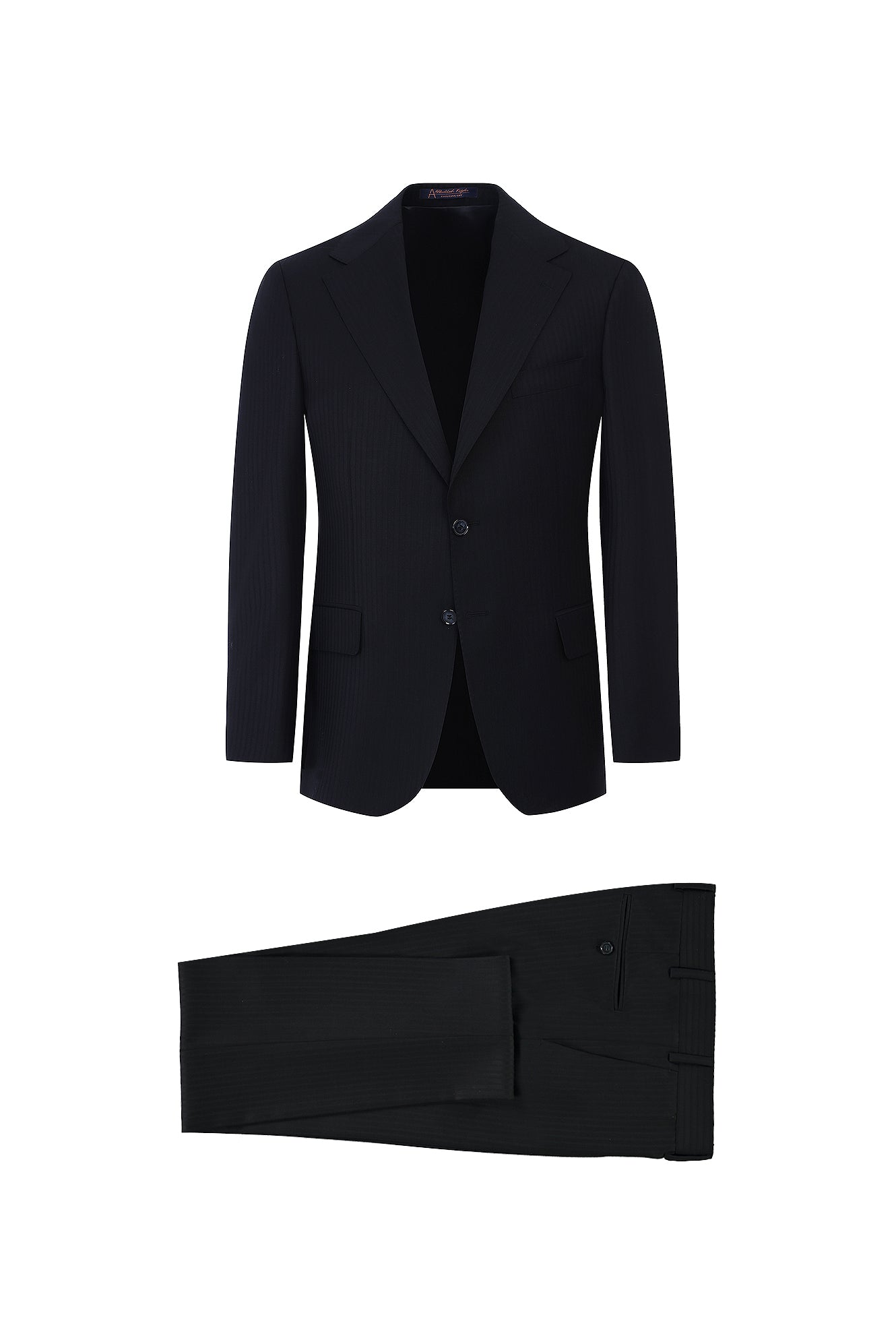 Siyah Slim Fit Dar Kesim Çizgili Yün Takım Elbise