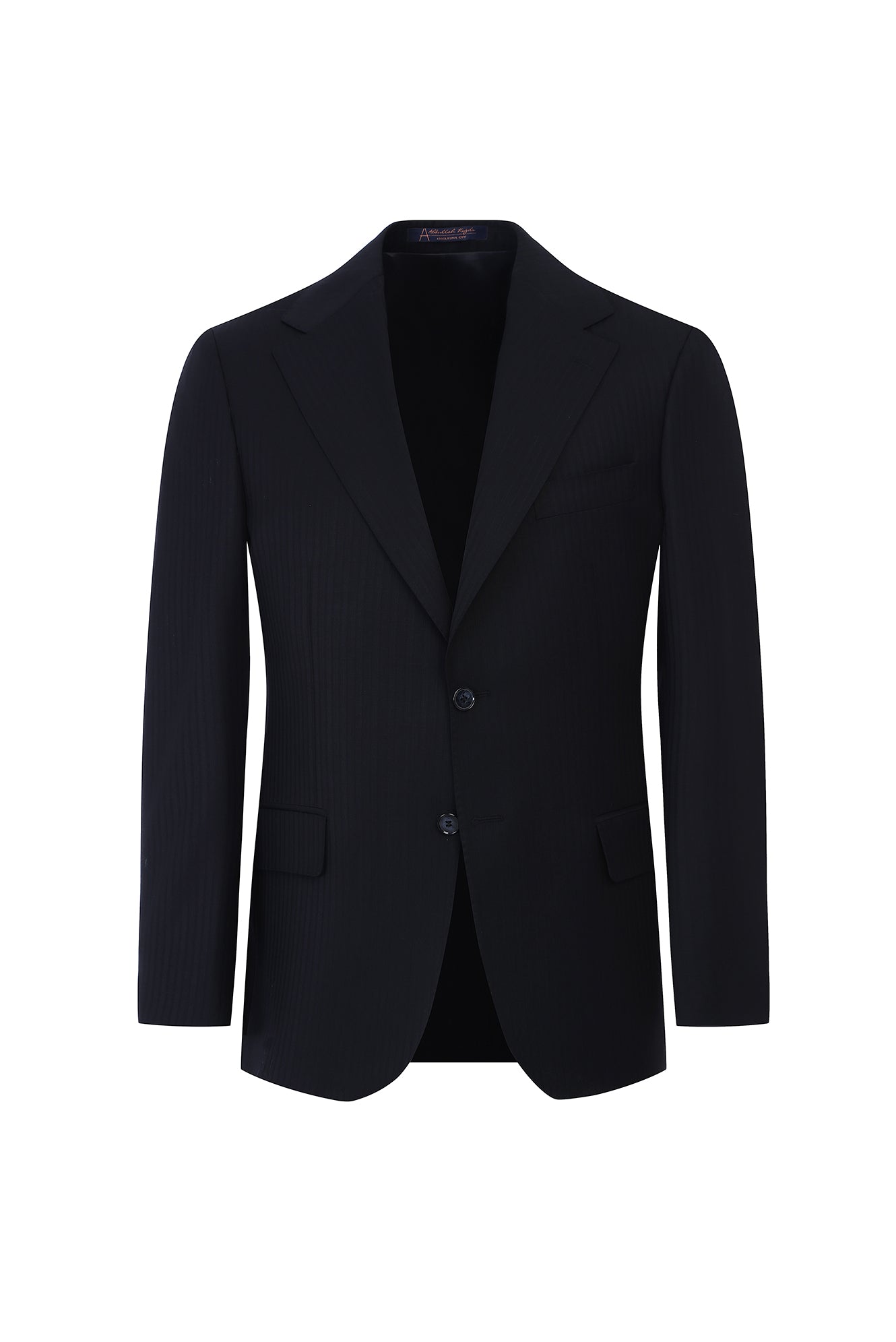 Siyah Slim Fit Dar Kesim Çizgili Yün Takım Elbise