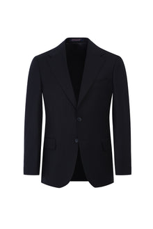 Siyah Slim Fit Dar Kesim Çizgili Yün Takım Elbise
