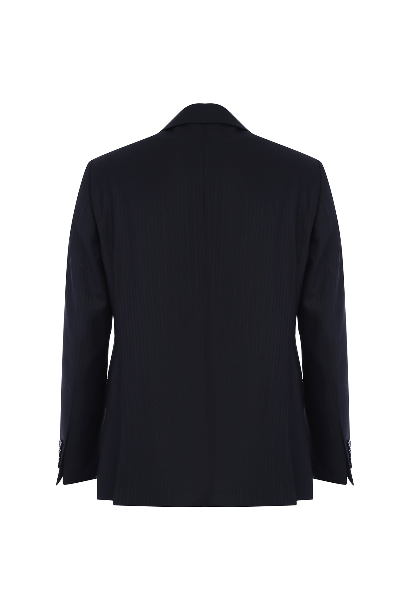 Siyah Slim Fit Dar Kesim Çizgili Yün Takım Elbise