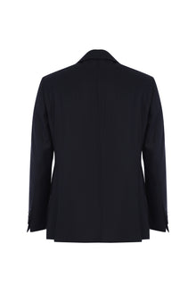 Siyah Slim Fit Dar Kesim Çizgili Yün Takım Elbise