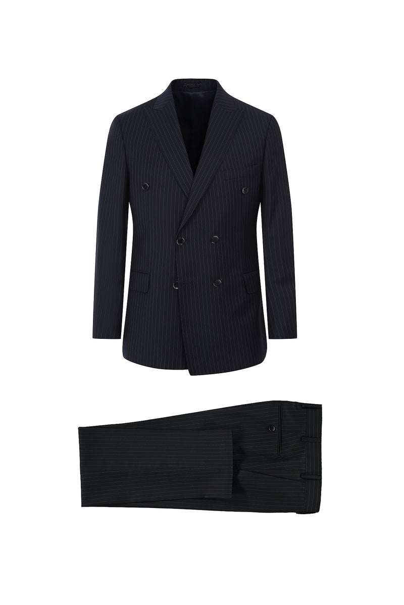 Siyah 7 Drop Slim Fit Dar Kesim Kruvaze Yün Tak?m Elbise-Abdullah Ki??l?