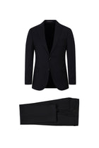Siyah 7 Drop Slim Fit Dar Kesim Sivri Yaka Çizgili Yün Tak?m Elbise-Abdullah Ki??l?