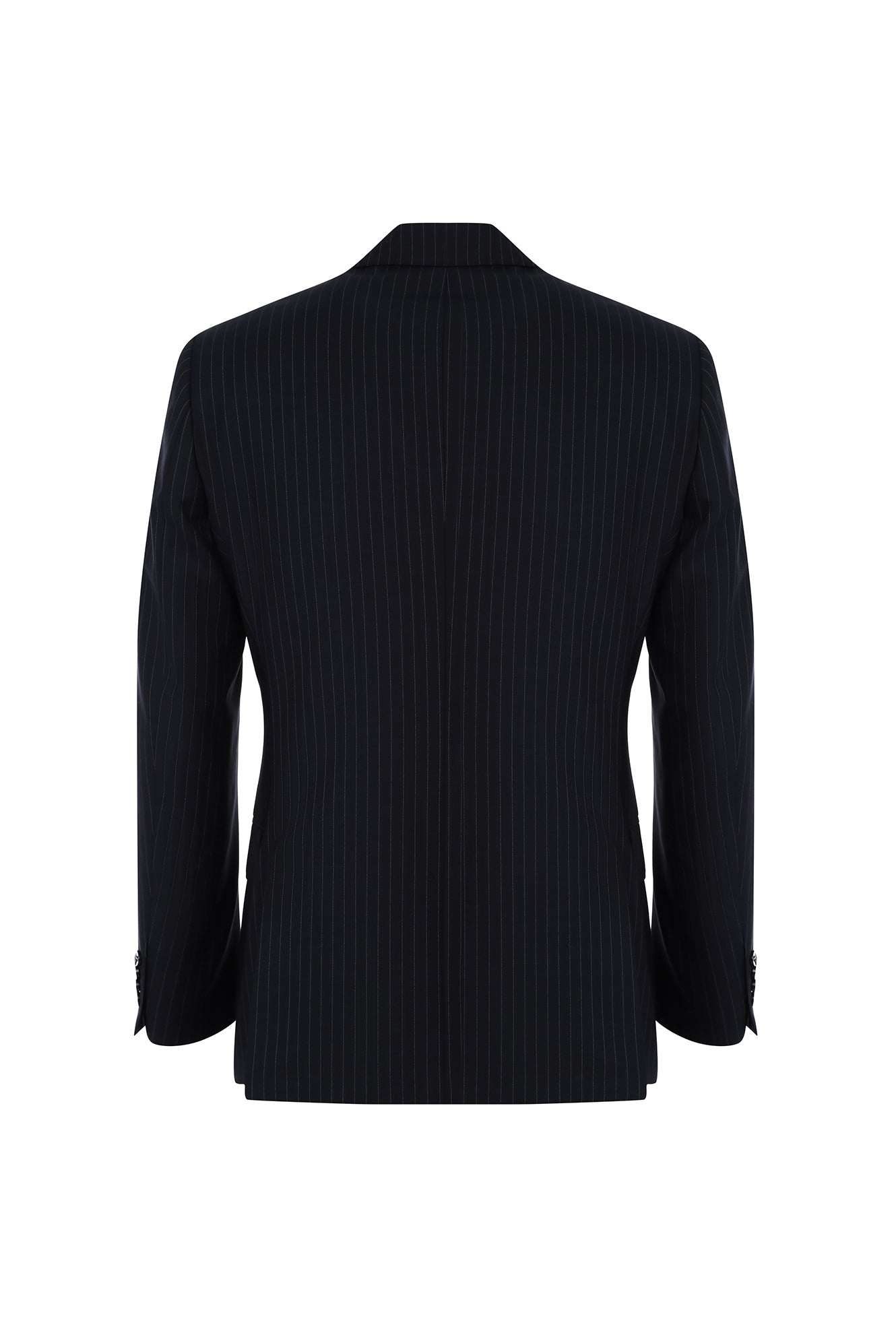 Siyah 7 Drop Slim Fit Dar Kesim Sivri Yaka Çizgili Yün Tak?m Elbise-Abdullah Ki??l?